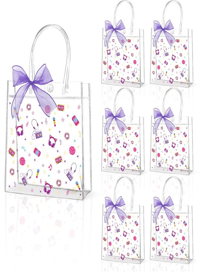 Lonfliness 24Pcs Kpop Themed Birthday Party Clear PVC Gift Bags With Ribbon Music Goodie Treat Candy Bags With Handles Popular Singer Present Transparent Tote Bag for Girls Friendship Baby Shower Wedding Decor - Image 1