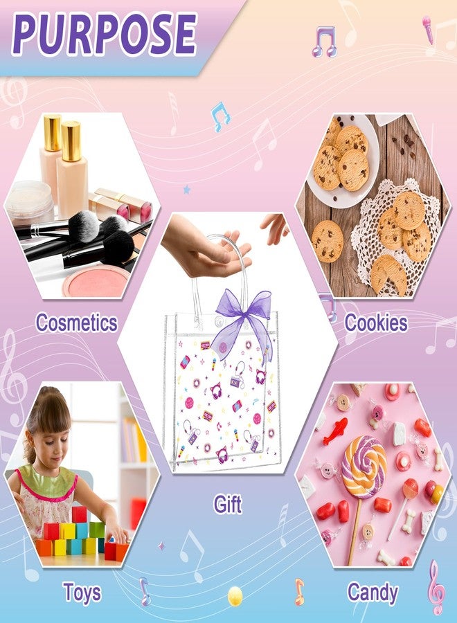 Lonfliness 24Pcs Kpop Themed Birthday Party Clear PVC Gift Bags With Ribbon Music Goodie Treat Candy Bags With Handles Popular Singer Present Transparent Tote Bag for Girls Friendship Baby Shower Wedding Decor - Image 3