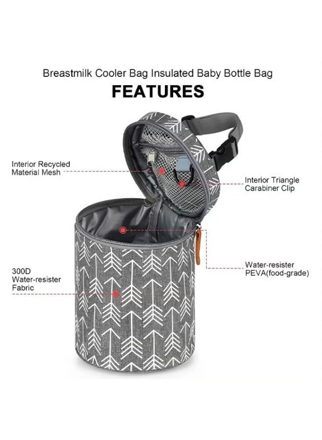 EETU Baby Bottle Warming Bags,Insulated Breastmilk Cooler Bag,Travel Portable Insulated Tote Bag,Outdoor Protection Insulation Leakproof Bag,Reusable Bottle Storage Bag For Nursing Mom,Grey - Image 3