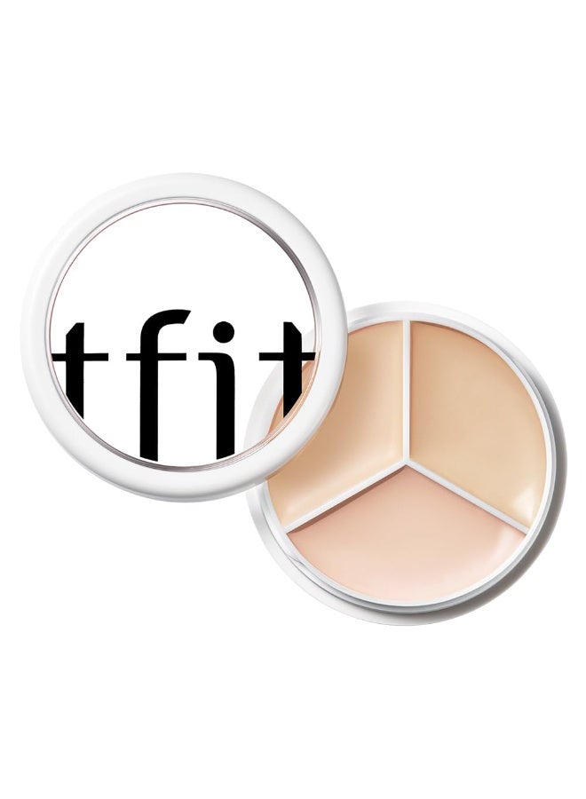 TFIT Cover Up Pro Concealer - Triple Palette | High-Pigmented, Full Coverage & Crease-Proof | Korean Concealer for Dark Circles, Redness & Blemishes (00 Light, 15g) - Image 1