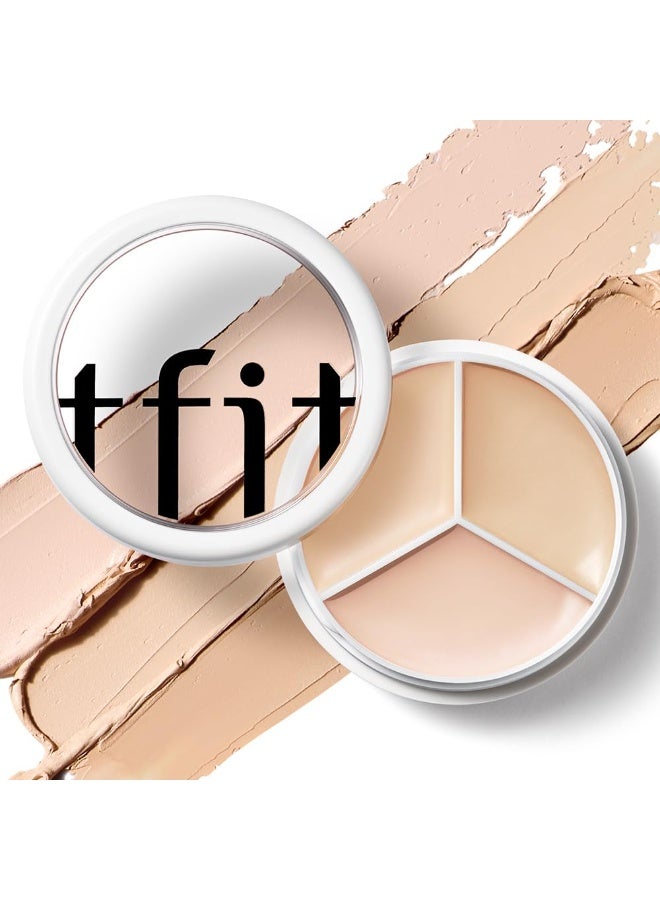 TFIT Cover Up Pro Concealer - Triple Palette | High-Pigmented, Full Coverage & Crease-Proof | Korean Concealer for Dark Circles, Redness & Blemishes (00 Light, 15g) - Image 3