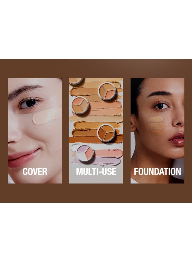TFIT Cover Up Pro Concealer - Triple Palette | High-Pigmented, Full Coverage & Crease-Proof | Korean Concealer for Dark Circles, Redness & Blemishes (00 Light, 15g) - Image 4