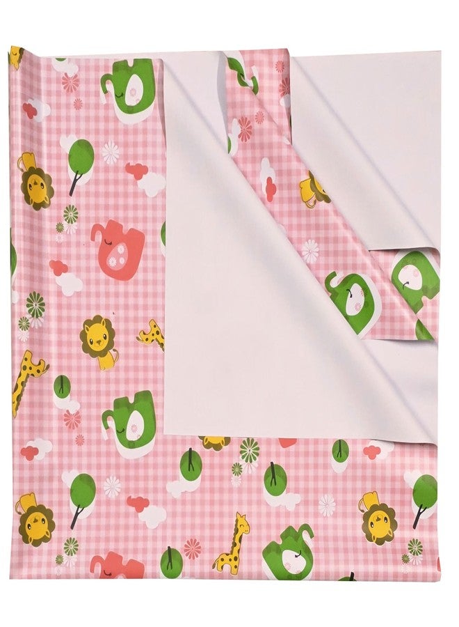 Ecosoft Baby Plastic Sheet | Baby Bed Protector | 36 x 40 Inches | 90 x 100 cm (Big Jungle Pink) - Image 1