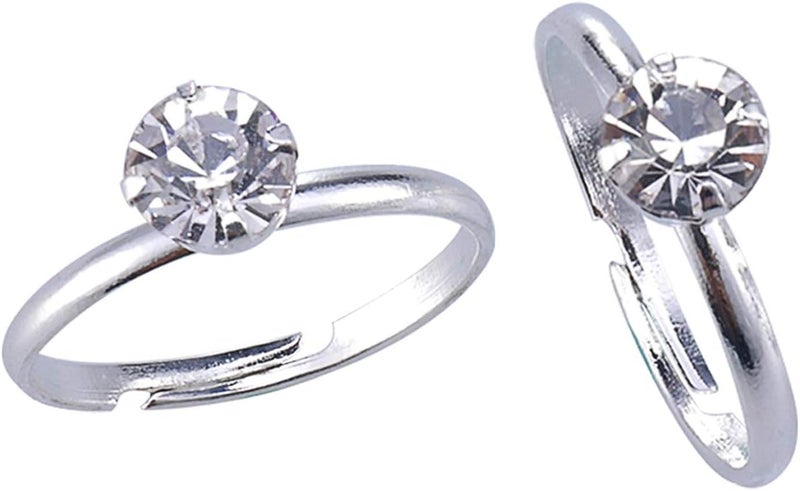 Topoox Bridal Shower Rings 40 Pack Silver Diamond Engagement Rings for Wedding Table Decorations, Party Favors, Arts & Crafts - Image 1