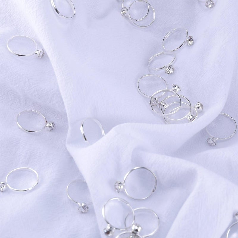 Topoox Bridal Shower Rings 40 Pack Silver Diamond Engagement Rings for Wedding Table Decorations, Party Favors, Arts & Crafts - Image 5