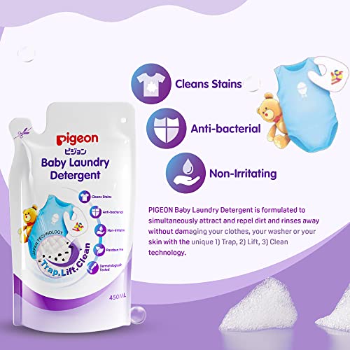 Pigeon Baby Laundry Liquid Detergent Refill 450 ml (Pack of 2) | Gentle Fabric Care for Baby Clothes | Removes Daily Stains | Hand & Machine Wash - Image 2