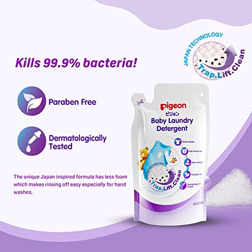 Pigeon Baby Laundry Liquid Detergent Refill 450 ml (Pack of 2) | Gentle Fabric Care for Baby Clothes | Removes Daily Stains | Hand & Machine Wash - Image 3