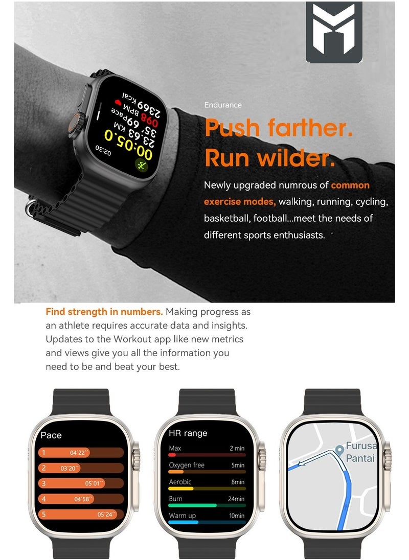 MOOGMAX - The Smart bundle package 2-in-1, Ultra smart watch 49MM Titanium case, works with gestures, all sports modes, heart and sleep measurements, support for NFC and Airbuds 4 from Moogmax TWS earphones. - Image 1