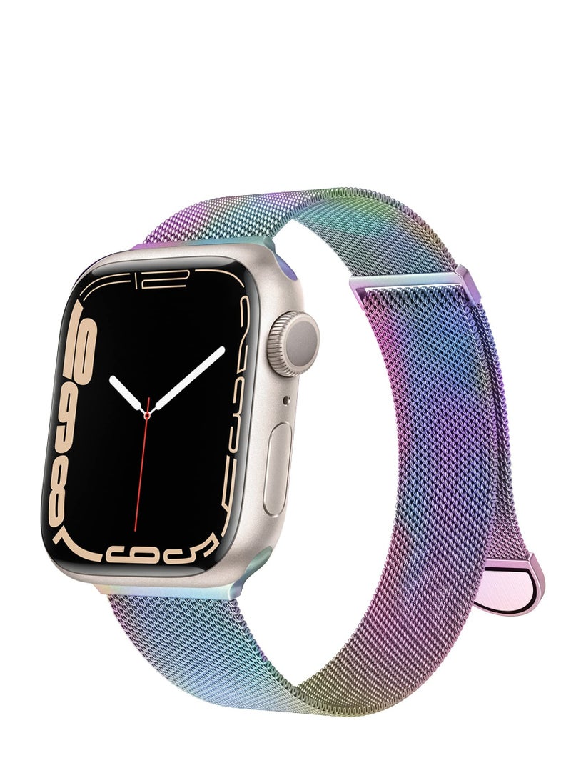 Generic Compatible with Apple Watch Band 42mm 44mm 45mm 46mm 49mm for Women and Men, Stainless Steel Magnetic Metal Wristband Strap Compatible with iWatch Series 10 9 8 7 6 5 4 3 2 1 SE 2/1 Colorful  - Image 1