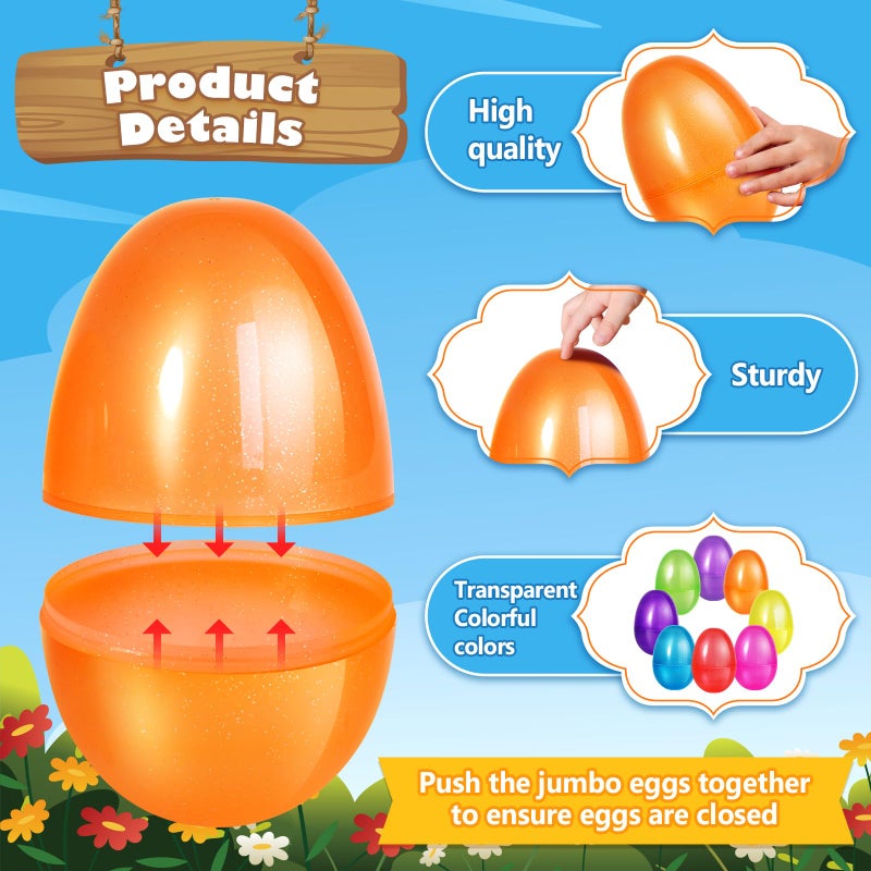 AuroTops 8 Pcs Jumbo Easter Eggs,10 Inch Easter Eggs, Plastic Fillable Easter Egg, Empty Big Easter Egg for Easter Basket Stuffers Easter Decoration, Easter Hunt Party Favors - Image 3