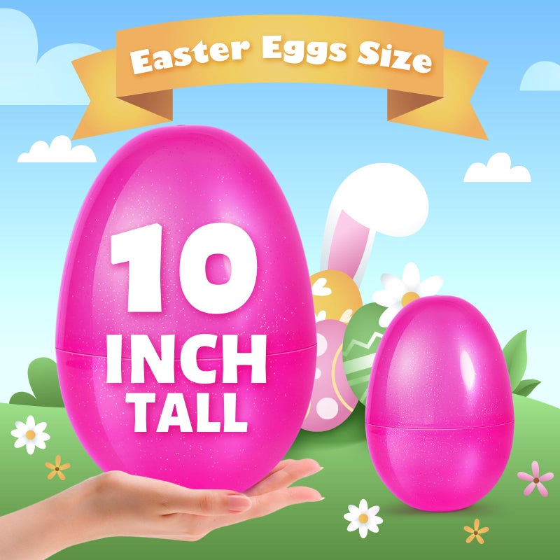 AuroTops 8 Pcs Jumbo Easter Eggs,10 Inch Easter Eggs, Plastic Fillable Easter Egg, Empty Big Easter Egg for Easter Basket Stuffers Easter Decoration, Easter Hunt Party Favors - Image 2