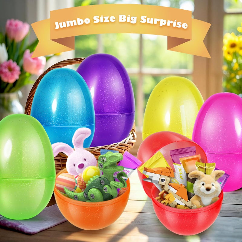 AuroTops 8 Pcs Jumbo Easter Eggs,10 Inch Easter Eggs, Plastic Fillable Easter Egg, Empty Big Easter Egg for Easter Basket Stuffers Easter Decoration, Easter Hunt Party Favors - Image 5