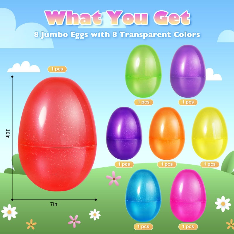 AuroTops 8 Pcs Jumbo Easter Eggs,10 Inch Easter Eggs, Plastic Fillable Easter Egg, Empty Big Easter Egg for Easter Basket Stuffers Easter Decoration, Easter Hunt Party Favors - Image 4
