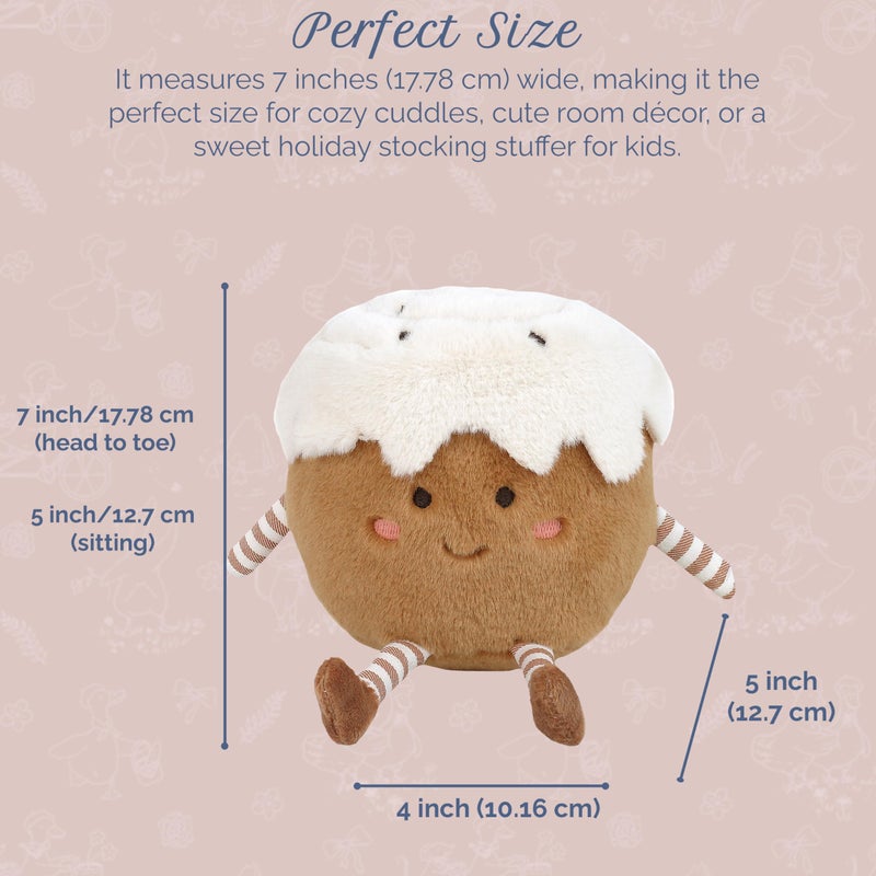 MON AMI Cinnamon Bun Plush Toy â€“ 7 inches Cute Breakfast Cinnamon Roll Plushie with Icing | Soft Stuffed Toy for All Ages | Holiday DÃ©cor Accent & Sweet Gift - Image 3