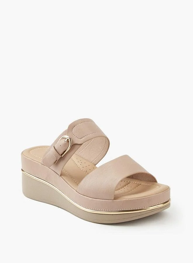 Flora Bella By Shoexpress Buckle Accent Slip-On Sandals