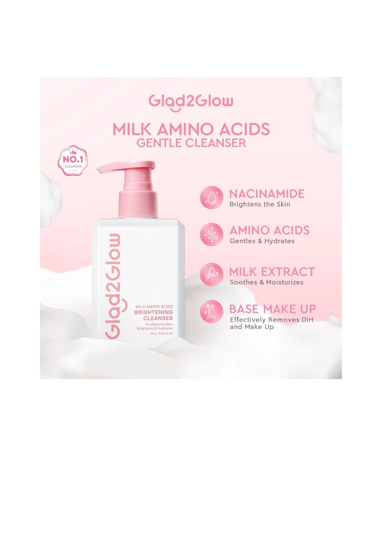 Glad2Glow Milk Amino Acid Gentle Cleanser Face Wash Brighten Hydrating pencuci muka skincare facial wash Oil Control - Image 2