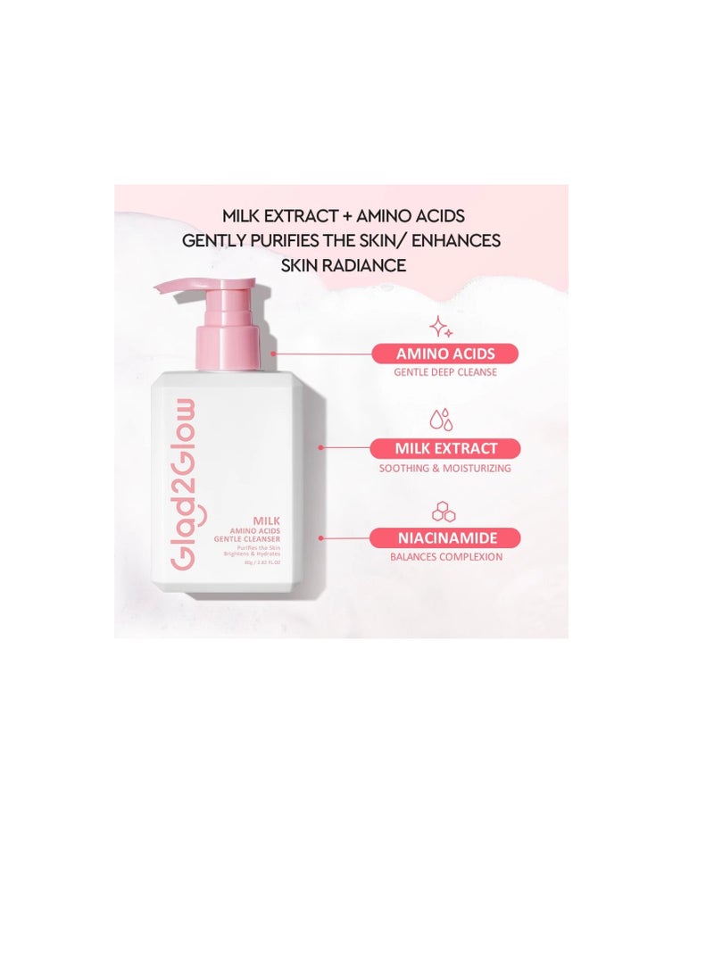 Glad2Glow Milk Amino Acid Gentle Cleanser Face Wash Brighten Hydrating pencuci muka skincare facial wash Oil Control - Image 3