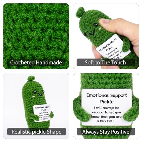 GIFTIARA 12Pcs Funny Pickle Emotional Support Crochet Doll, Cute Crochet Cucumber Toy with Positive Card Cheer Up Dolls Gifts for Birthday Holiday Party - Image 2