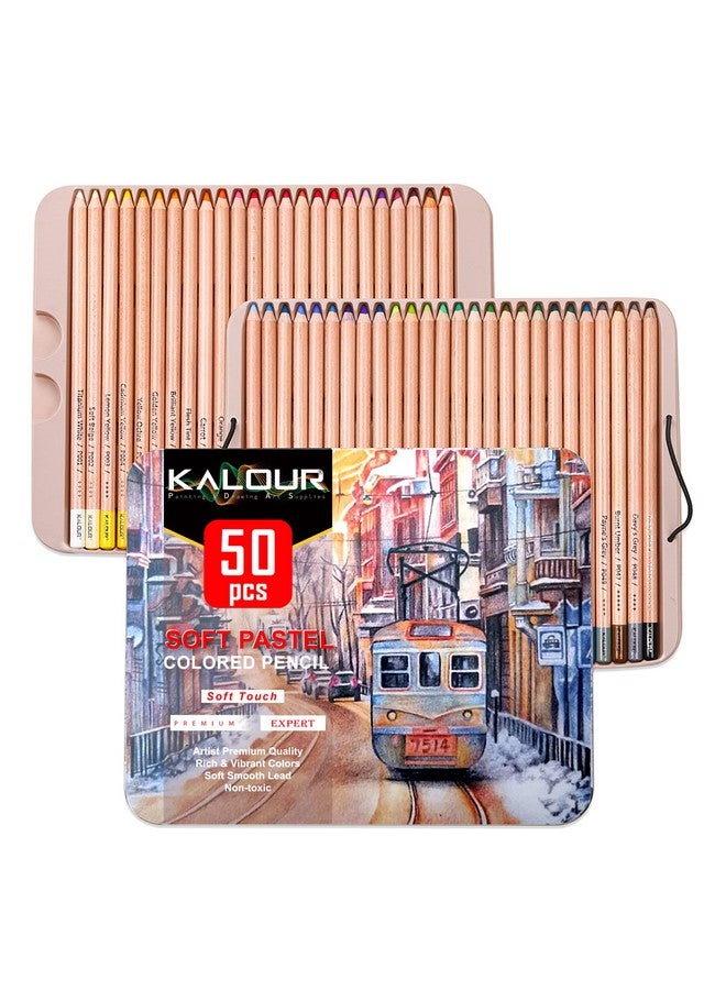 كالور مجموعة أقلام تلوين بالطباشير من برو باستيل مكونة من 50 لونًا من أقلام الفحم الملونة لرسم ورسم وتلوين لوازم التظليل للفنانين البالغين - Image 2