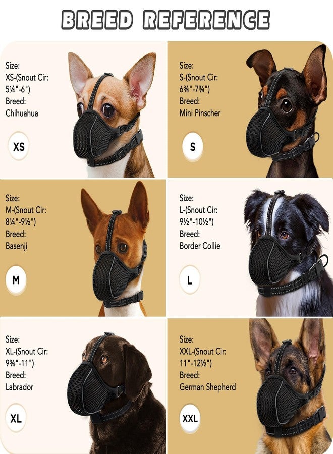 BONTHEE Dog Muzzle,Soft Nylon Muzzles Anti Biting Barking Chewing,Breathable Reflective Adjustable Loop Pets for Small Medium Large Sized Dogs,Allows Panting and Drinking(Black L) - Image 3