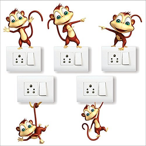 AH Decals Amazing Animal Cartoon 3D Wall Switch Board Stickers for Living Bed Kids Room | (Set of 5) - Image 5