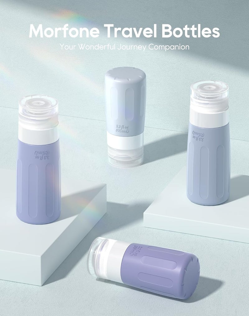 Morfone 16 Pack Silicone Travel Bottles Set for Toiletries TSA Approved Travel Containers Leakproof Squeezable Refillable Accessories 2oz 3oz for Shampoo Conditioner Lotion Liquids(Blue) - Image 2