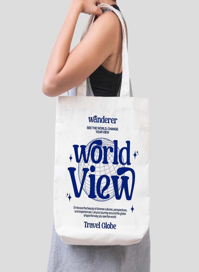 ARTBUG Tote Bag for Women, Aesthetic, Stylish, Ecofriendly, For College Girls, Office, Beach and Outings -Wanderer World View Printed Canvas D - 304 - Image 3