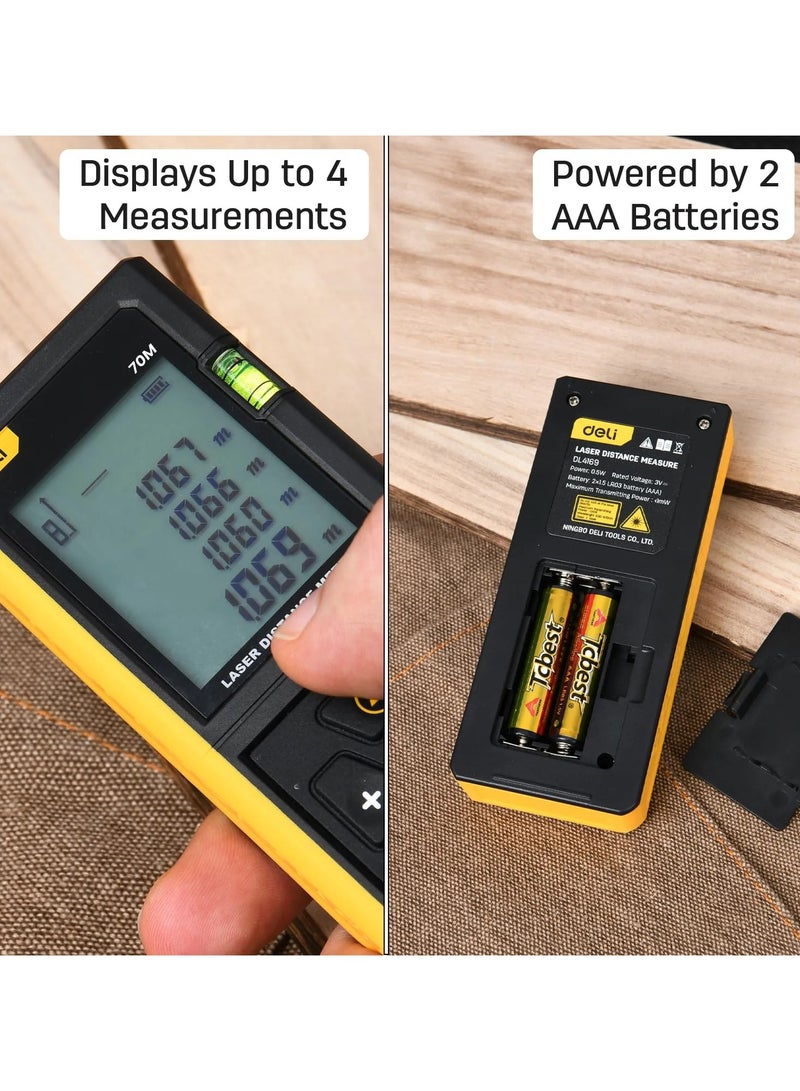 ديلي جهاز قياس المسافات بالليزر Deli DL4169، مدى يصل إلى 60 مترًا، شاشة بحجم 1.7 بوصة - Image 2