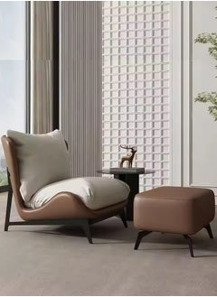 Raffine Modern Luxury Nordic Living Room Armchair with Recliner Footrest  Accent Lounge Sofa Chair for Relaxed Sitting Home Furniture 75x67x45cm  - Image 1