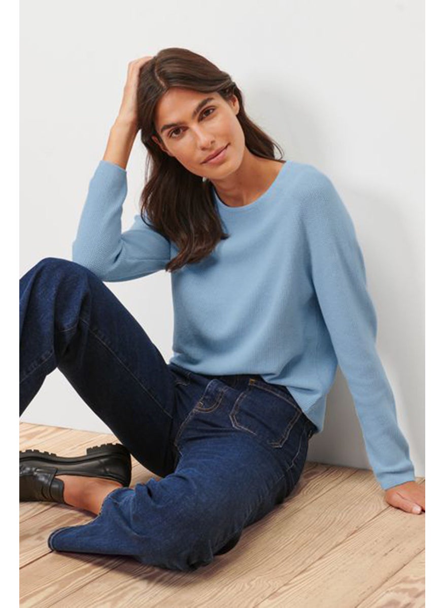 Tchibo Women Round Neck Knitted Sweater, Light Blue  - Image 1