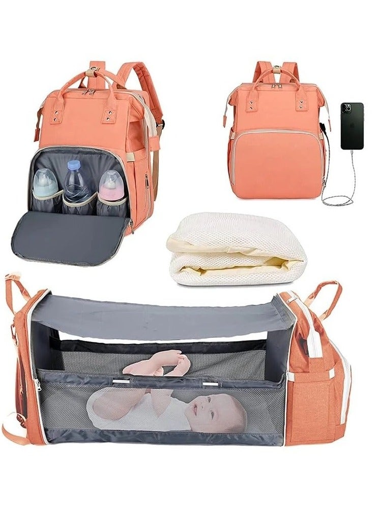 B & D Multifunction Baby Diaper Bag Backpack with Portable Changing Station & Toy Bar – Waterproof, Large Capacity, Lightweight & Comfortable for Travel and Outdoors - Image 1