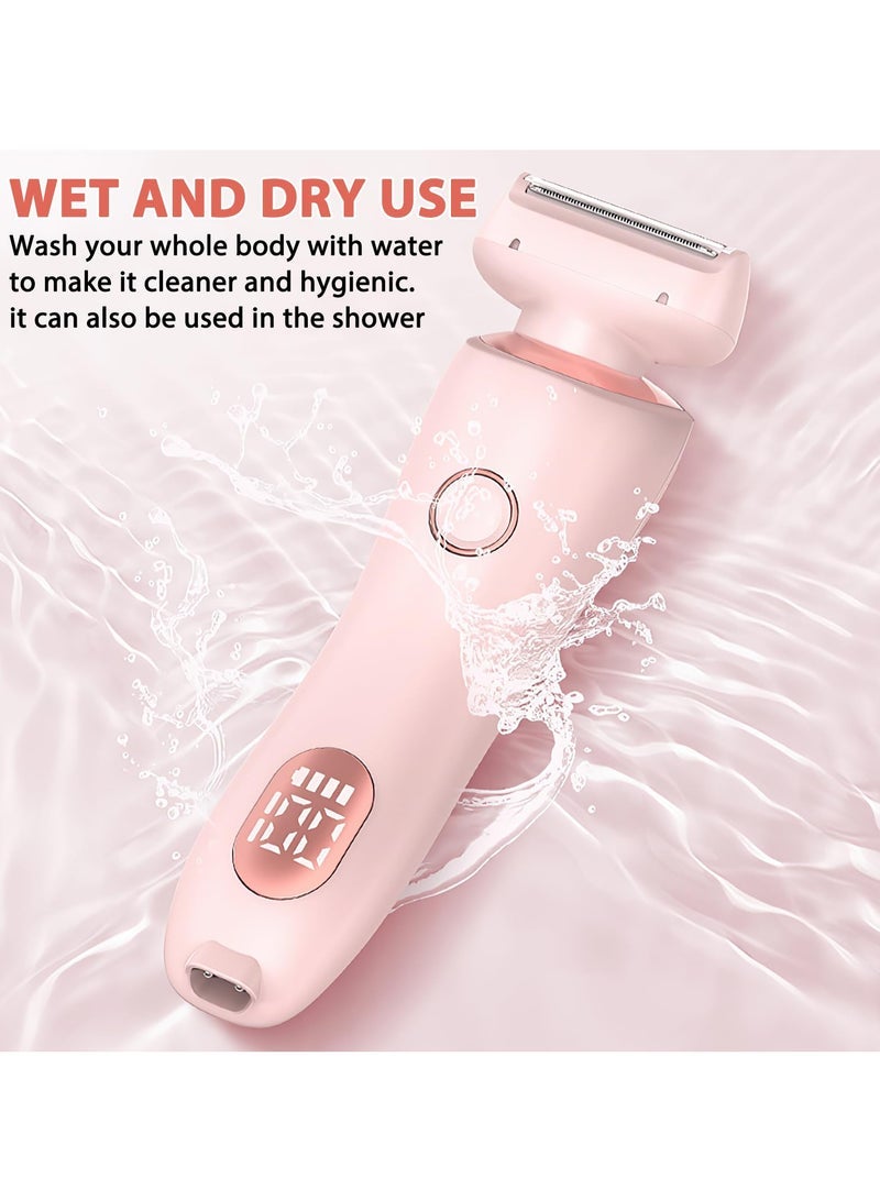 Electric Razors for Women, 2 In 1 Electric Shaver for Legs Underarm Face Pubic Hairs, Wet Dry Use Rechargeable Bikini Trimmer Hair Removal with Detachable Head, Painless IPX7 Waterproof - Image 2
