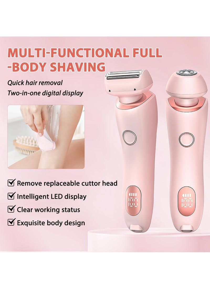 Electric Razors for Women, 2 In 1 Electric Shaver for Legs Underarm Face Pubic Hairs, Wet Dry Use Rechargeable Bikini Trimmer Hair Removal with Detachable Head, Painless IPX7 Waterproof - Image 3
