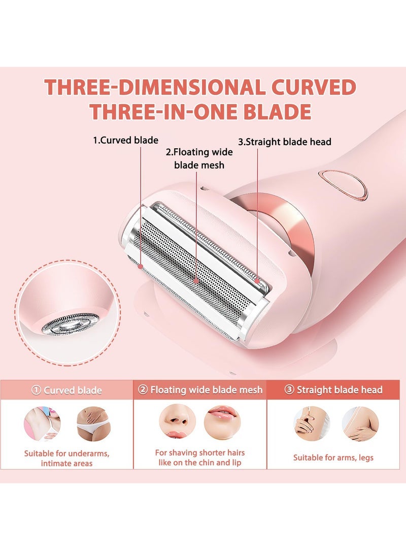 Electric Razors for Women, 2 In 1 Electric Shaver for Legs Underarm Face Pubic Hairs, Wet Dry Use Rechargeable Bikini Trimmer Hair Removal with Detachable Head, Painless IPX7 Waterproof - Image 5