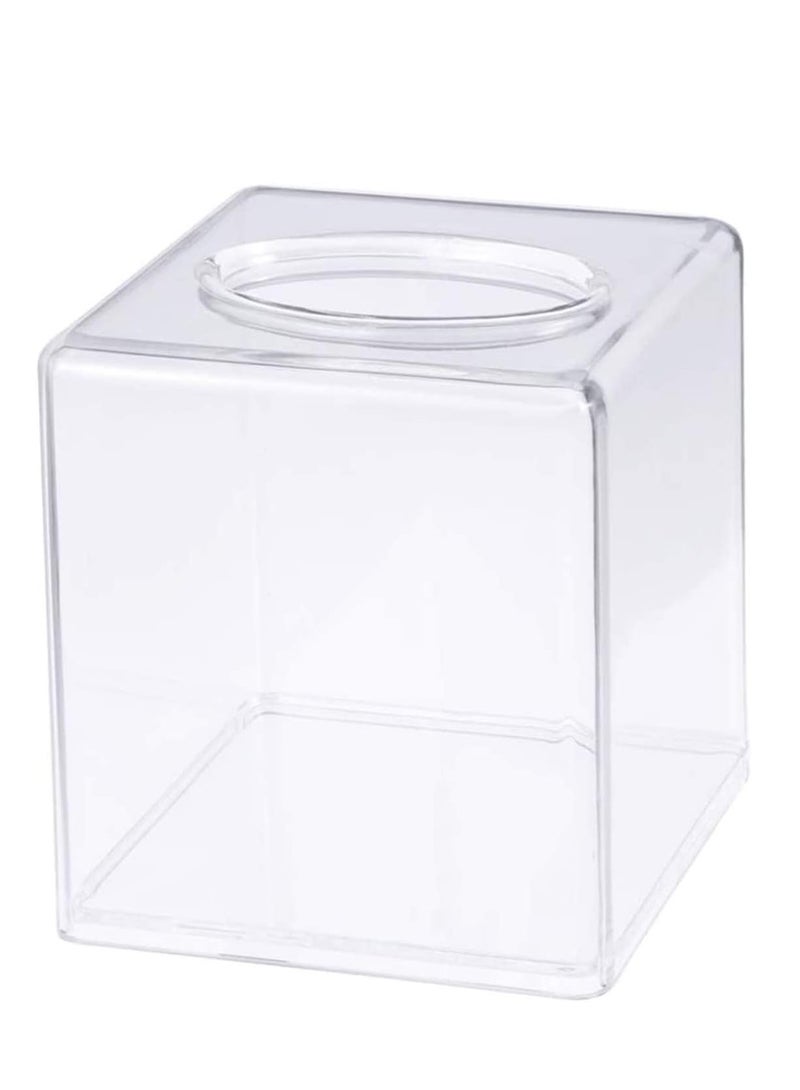 Altheqa Tissue Box Holder with Cover Square,Facial Tissue Dispenser Box Case for Countertop,Clear Plastic Dryer Sheet Container Napkin Organizer for Bathroom, Kitchen,Home,Square - Image 1