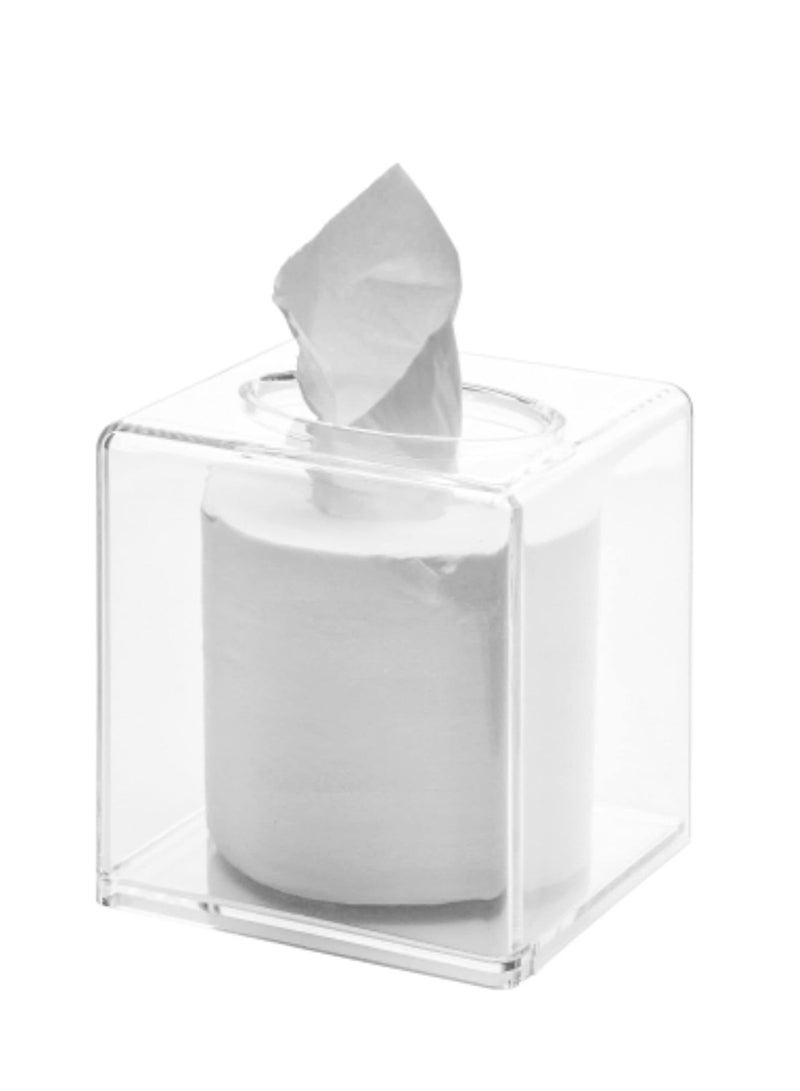 Altheqa Tissue Box Holder with Cover Square,Facial Tissue Dispenser Box Case for Countertop,Clear Plastic Dryer Sheet Container Napkin Organizer for Bathroom, Kitchen,Home,Square - Image 2
