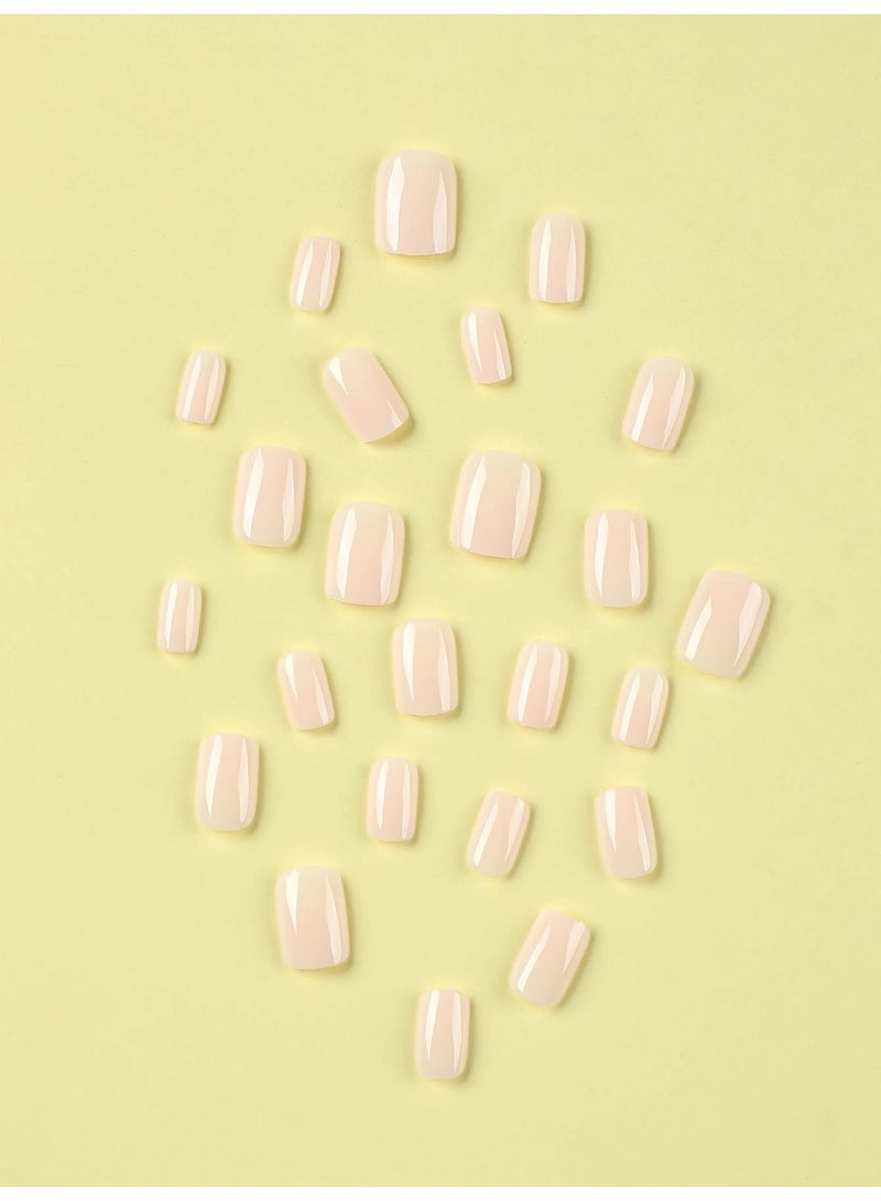 أظافر تركيب 24 قطعة بتصميم كلاسيكي قصير باللون الوردي الفاتح - Image 4