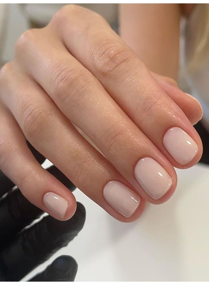 أظافر تركيب 24 قطعة بتصميم كلاسيكي قصير باللون الوردي الفاتح - Image 1