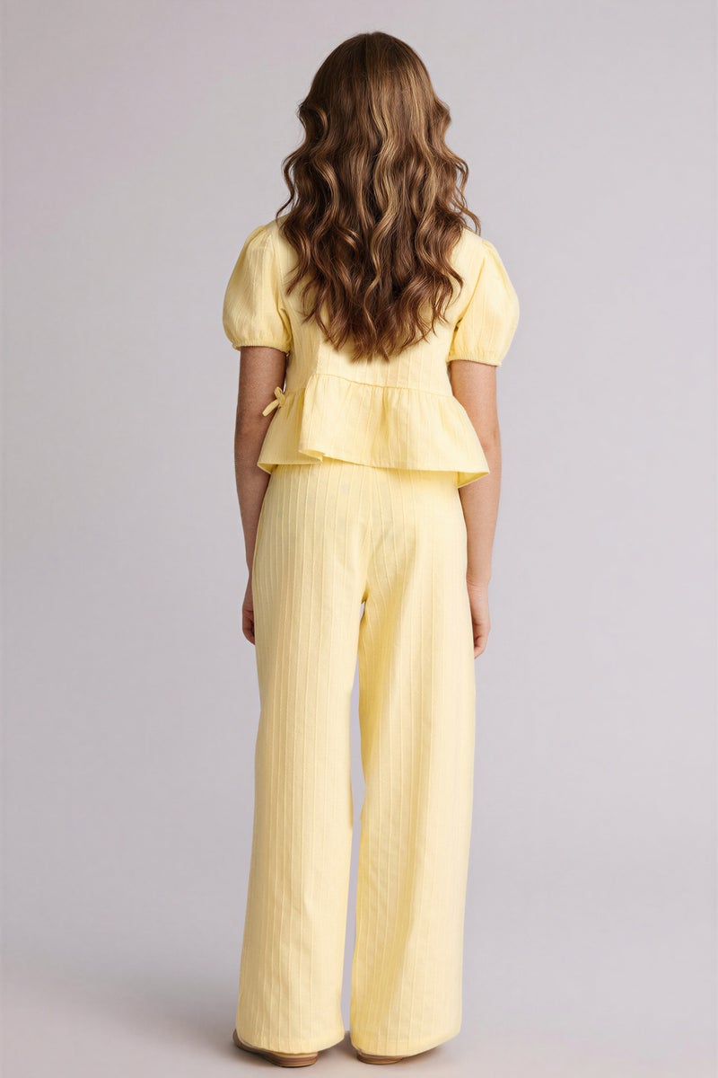 DeFacto Yellow Girl Girl Wide Leg Cotton Trousers Casual - Image 5