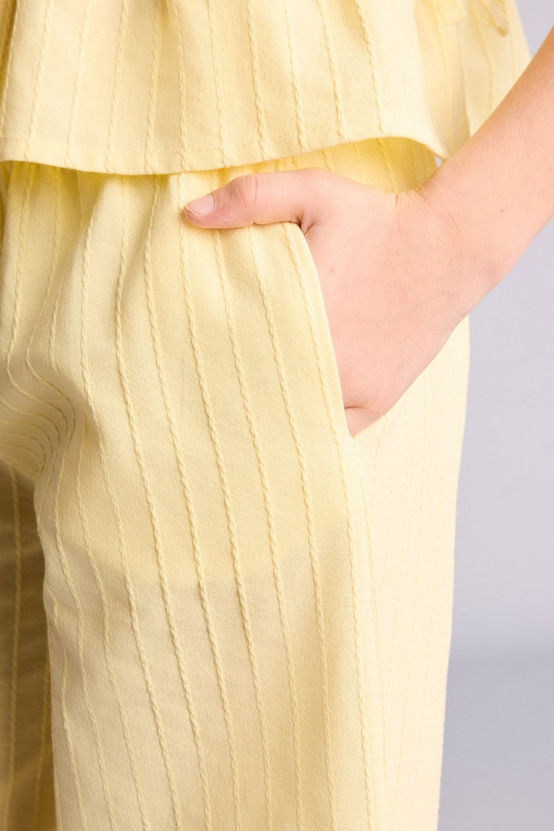 DeFacto Yellow Girl Girl Wide Leg Cotton Trousers Casual - Image 4