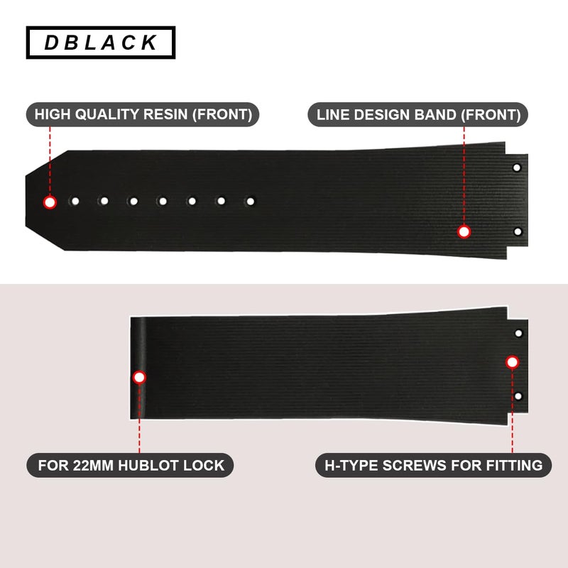 DBLACK ''HLS'' 24mm Resin Watch Straps, Sleek Line Design & Tyre Design, Matte Finish, Watch Strap // Best Replacement, Compatible for HUBLOT Watches (Choose Your Color & Model) - Image 3