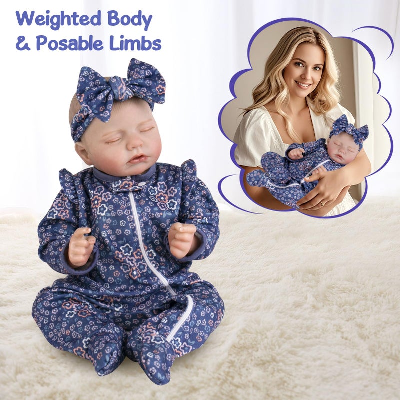 Aori 20 Inch Weighted Reborn Baby Doll - Hyper Realistic Lifelike Newborn Girl with Outfit, Collectible Soft Body Baby Doll for Girls Age 3 for Christmas/Birthday - Image 4
