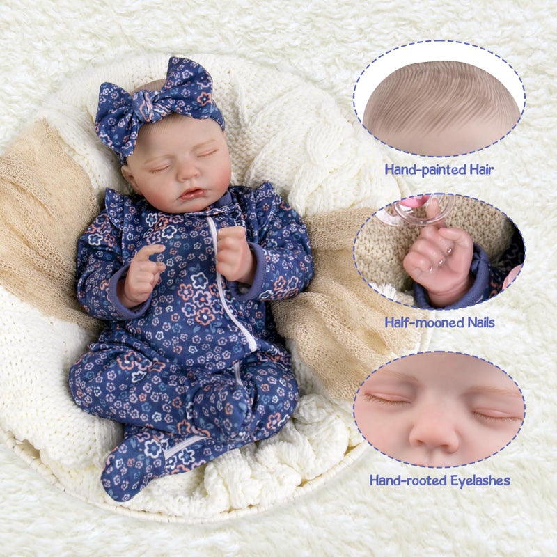 Aori 20 Inch Weighted Reborn Baby Doll - Hyper Realistic Lifelike Newborn Girl with Outfit, Collectible Soft Body Baby Doll for Girls Age 3 for Christmas/Birthday - Image 5