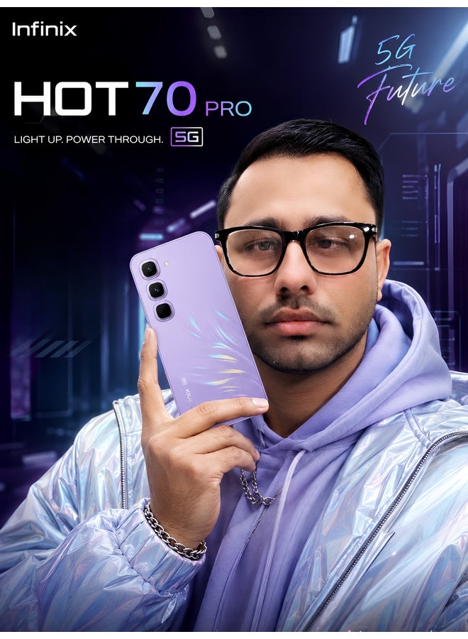 Infinix Hot 70 Pro Dual SIM 5G + Smartphone 6GB RAM 256GB Storage Silk Glow Purple - Middle East Version - Image 2