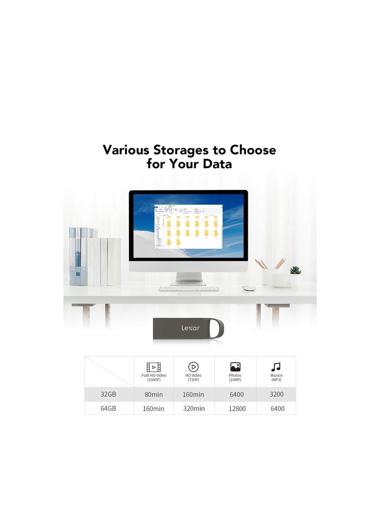 ليكسار محرك أقراص فلاش Lexar E21 سعة 32 جيجابايت USB 2.0، عصا USB صغيرة، - Image 3