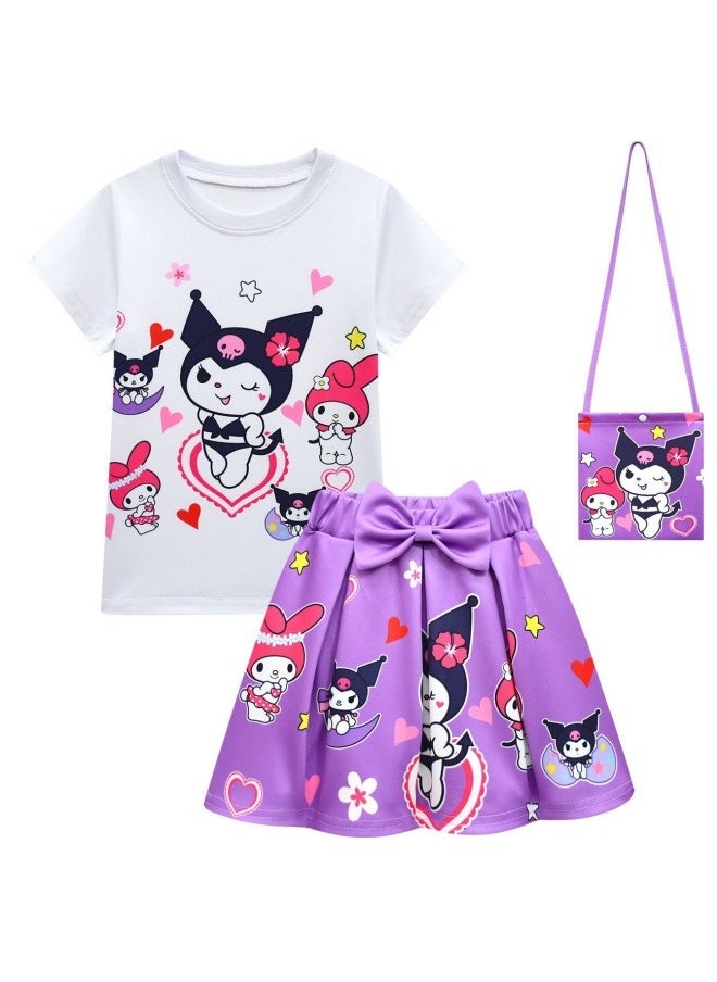 General Kuromi girl short-sleeved pleated skirt three-piece suit  - Image 1
