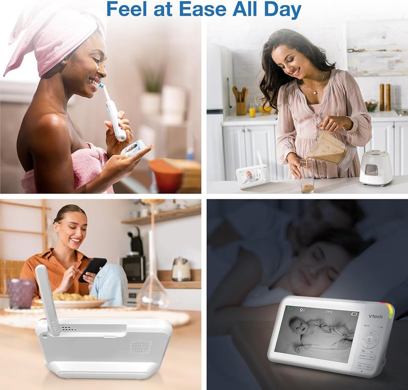 VTech Video Baby Monitor with 5" LCD Screen, Up to 17Hrs Video & 31Hrs Audio Battery Life, Night Vision, 1000ft Range, Pan-Tilt-Zoom, Lullabies, Soothing Sounds, Temperature Sensor, No WiFi: 924W - Image 3