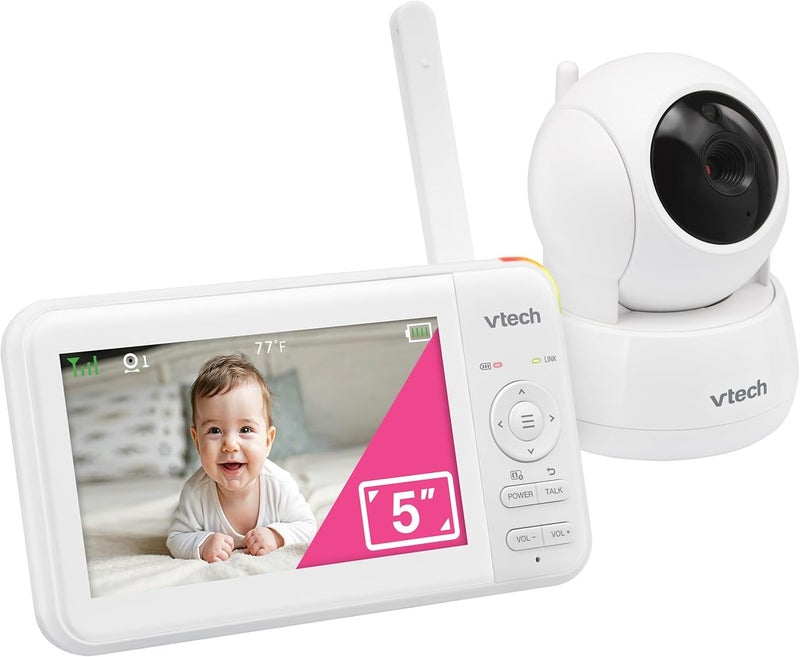 VTech Video Baby Monitor with 5" LCD Screen, Up to 17Hrs Video & 31Hrs Audio Battery Life, Night Vision, 1000ft Range, Pan-Tilt-Zoom, Lullabies, Soothing Sounds, Temperature Sensor, No WiFi: 924W - Image 1