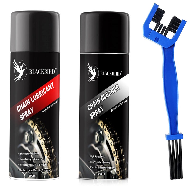 BLACKBIRD Bike Chain Lube and Chain Cleaner Spray 500ML with Chain Cleaning Brush | Bike Chain Lubricant | Bike Chain Cleaning Spray - Image 1