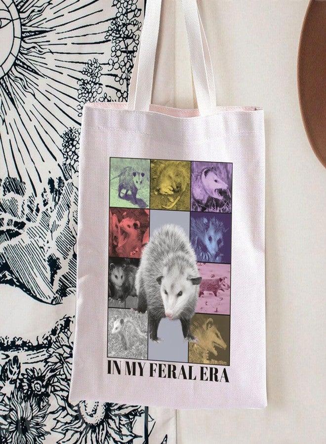 BLUPARK Possum Tote Bag Possum Themed Gift Opossum Lover Grocery Shopping Handbag Possum Owner Gift For Women In My Feral Era Tote (In My, Feral Era Tote) - Image 5